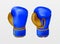 Realistic blue pair of leather boxing gloves