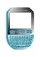 Realistic blue panel mobile illustration, having qwerty keypad. Isolated phone icon on a white background