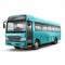 Realistic Blue Passenger Bus Vector Illustration On White Background