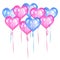 Realistic blue and pink balloons-hearts. Balloons for romantic party, celebration valentine`s day or birthday