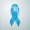 Realistic Blue Ribbon. World Prostate Cancer Day concept