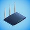 Realistic blue router in isometry vector illustration