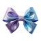 Realistic blue sparkly glitter party gift bow decoration against a white background