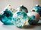 Realistic blue turquoise Christmas balls ornaments, baubles bombs bulbs for decoration on Christmas party