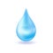 Realistic blue water drop. 3d icon droplet falls. Vector illustration.