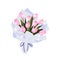 Realistic bouquet of tulips on a white background, Vector, Spring tulip flowers