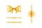 Realistic bows set. Collection of golden sparkling festive ribbons. Vector isolated shining decorative tapes