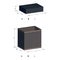 Realistic box with lid on white background, its dimensions are indicated. Open box, its length, width and height.