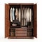 Realistic Brown Armoire With Shoes And Bins - High Quality Wardrobe