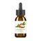 Realistic brown glass bottle with argan extract. Beauty and cosmetics oil - argan. Product label and logo template