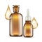 Realistic brown glass bottles for oil cosmetics