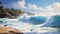 Realistic Brushwork: Adriatic Sea Waves Crashing At Waimea Bay