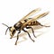 Realistic Brushwork: Black And Gold Wasp On White Background