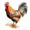 Realistic Brushwork: Detailed Rooster Illustration On White Background