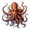 Realistic Brushwork Octopus Illustration: Kraken In Algorithmic Art Style