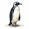 Realistic Brushwork Penguin Illustration On White Background