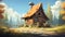 Realistic Brushwork: Wooden Cabin On A Road