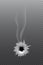 Realistic bullet hole with smoke grey backdrop