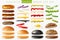 Realistic burger maker big transparent background set