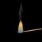 Realistic burning match. Match flame. The structure of the wood. Graphical element for documents, templates