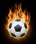 Realistic burning soccer ball black vector