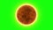 Realistic burning sun surface with flares on green screen background. 3d render