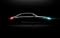 Realistic business luxury prestige car lit in the dark