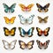 Realistic Butterflies: Hyper-realistic Icons Of Different Types