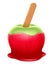 Realistic candy apple with wooden stick.