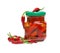 Realistic canned chilli pepper, izolated on white background. Asian market. Opened glass jar of mexican food.