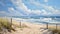 Realistic Canvas Painting Of A Pathway On A Sandy Beach