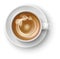 Realistic cappuccino cup top view. Hot coffee mockup