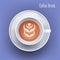 realistic cappuccino with flower heart sign hot americano drink coffee break concept