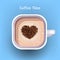 realistic cappuccino with heart sign hot americano drink coffee break concept