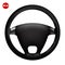Realistic car steering wheel. Spare parts and modernization. Correct position of the driver hands on steering wheel. Driver and