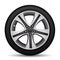 Realistic car wheel alloy black tire on white background vector