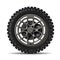 Realistic car wheel offroad metal rubber disk break on white background vector