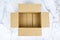 Realistic cardboard box set, opened top view on white background, business and industrial concept , shipping delivery, isolated