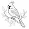 Realistic Cardinal Coloring Page With Stark Composition