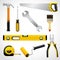 Realistic carpenter tools icons collection