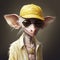 Realistic Cartoon Aye-aye With Yellow Shirt And White Hat