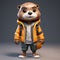 Realistic Cartoon Bear In Warm Jacket: Adventure Themed 3d Character