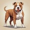 Realistic Cartoon Drawing Of American Pit Bull - Light Brown And White