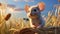 Realistic Cartoon Mouse In Field With Dramatic Lighting