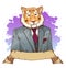 Realistic cartoon tiger wearing a tuxedo