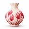 Realistic Carved Porcelain Vase With Tulips - Detailed Rendering