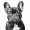 Realistic Charcoal Drawing Of A Black French Bulldog On White Background