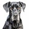 Realistic Charcoal Drawing Of Great Dane On Isolated White Background