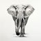 Realistic Charcoal Illustration Of Elephant Walking Away