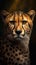 Realistic Cheetah on Dark Background.